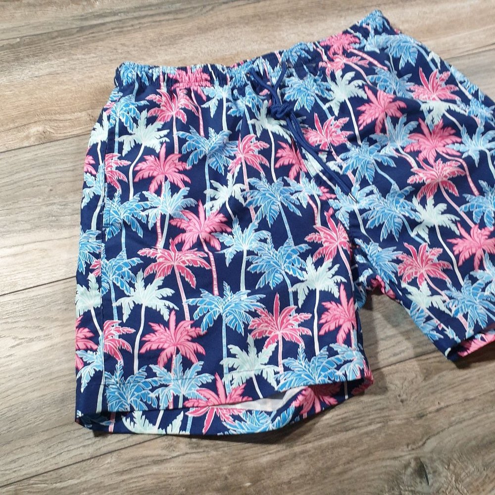 Ocean Gear Mens Large Swim Trunks Pink Blue Palm Trees Pool Beach Vacation Party - Picture 3 of 10